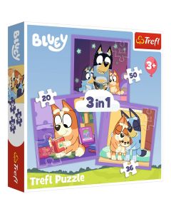 PUZZLE TREFL 3IN1 BLUEY FACETI CUNOSTINTA CU BLUEY