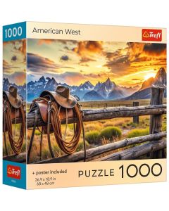 PUZZLE TREFL 1000 COLECTIA SUA VESTUL AMERICAN POSTER INCLUS