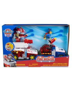 PATRULA CATELUSILOR SET 2 VEHICULE DE SALVARE MASINI DE POMPIERI CU FIGURINE