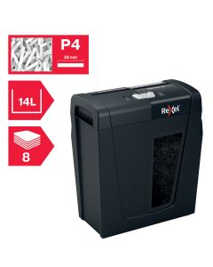 Distrugator documente manual REXEL SECURE X 8, P4, cross-cut (confeti), 8 coli, 14l, negru