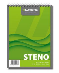 Blocnotes cu spirala, A5,  72 file - 60g/mp, liniat stanga, AURORA Office - dictando