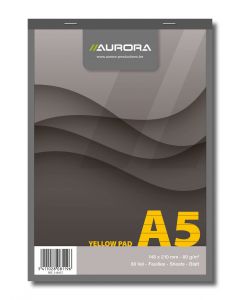 Blocnotes capsat, A5,  80 file - 80g/mp, microperforatii, AURORA Office - dictando - hartie galbena
