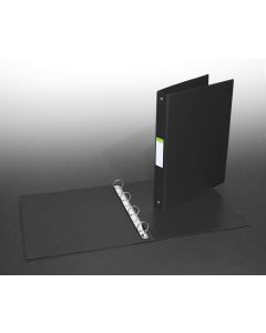 Caiet mecanic 4 inele - D25mm, coperti carton plastifiat PVC, A4, AURORA - negru