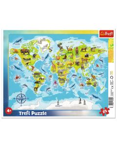 PUZZLE 25 PLANSA HARTA LUMII CU ANIMALE