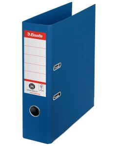 Biblioraft Esselte No.1 Power Recycled, carton, 100% reciclat, reciclabil, certificare FSC, A4, 75 mm, albastru