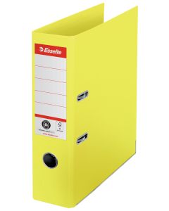 Biblioraft Esselte No.1 Power Recycled, carton, 100% reciclat, reciclabil, certificare FSC, A4, 75 mm, galben