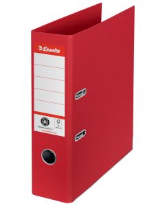 Biblioraft Esselte No.1 Power Recycled, carton, 100% reciclat, reciclabil, certificare FSC, A4, 75 mm, rosu