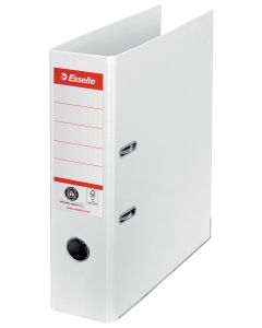 Biblioraft Esselte No.1 Power Recycled, carton, 100% reciclat, reciclabil, certificare FSC, A4, 75 mm, alb