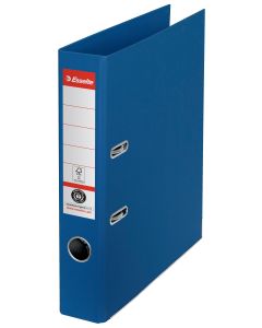 Biblioraft Esselte No.1 Power Recycled, carton, 100% reciclat, reciclabil, certificare FSC, A4, 50 mm, albastru