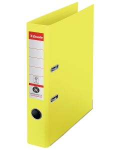 Biblioraft Esselte No.1 Power Recycled, carton, 100% reciclat, reciclabil, certificare FSC, A4, 50 mm, galben