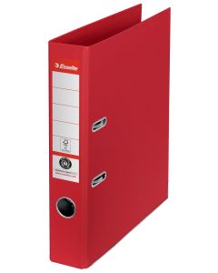 Biblioraft Esselte No.1 Power Recycled, carton, 100% reciclat, reciclabil, certificare FSC, A4, 50 mm, rosu