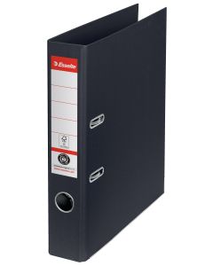 Biblioraft Esselte No.1 Power Recycled, carton, 100% reciclat, reciclabil, certificare FSC, A4, 50 mm, negru