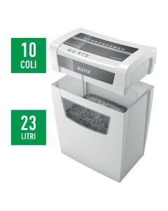 Distrugator documente manual LEITZ IQ Home Office, P4, cross-cut (confeti), 10 coli, cos 23l, alb
