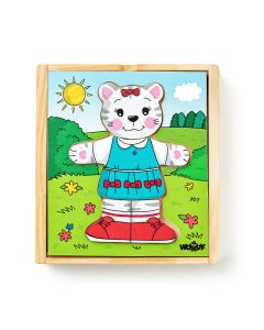 Puzzle din lemn - Imbraca pisica