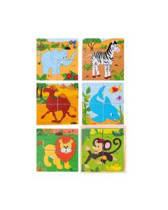 Puzzle din lemn cuburi - Safari 2 x 2