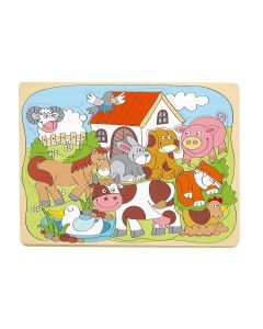 Puzzle din lemn - Animale de la ferma (10 piese)