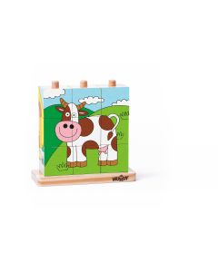 Puzzle din lemn cuburi - Imagini de stivuit 3 x 3