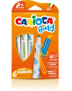 Carioca super lavabila, varf rotunjit special,  6 culori/cutie, CARIOCA Baby 2+