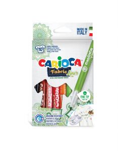 Carioca pentru textile, varf subtire - 2.6mm, rezistent la spalare, 10 culori/cutie, CARIOCA Fabric