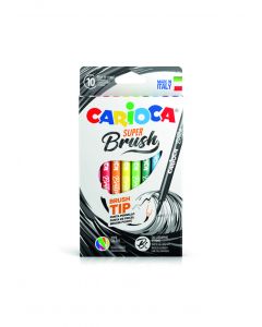Carioca, varf flexibil - 1-6mm (tip pensula), 10 culori/cutie, CARIOCA Super Brush