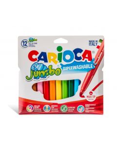 Carioca super lavabila, varf gros - 6mm, 12 culori/cutie, CARIOCA Jumbo