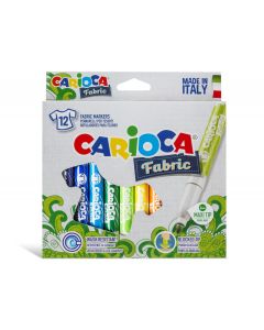 Carioca pentru textile, varf gros - 6mm, 12 culori/cutie, CARIOCA Fabric