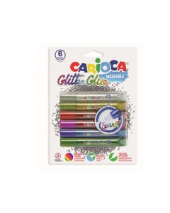 Lipici Glitter, lavabil, 6 culori/blister, CARIOCA Glitter Glue Spark