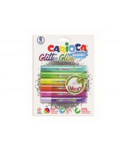 Lipici Glitter, lavabil, 6 culori/blister, CARIOCA Glitter Glue Neon
