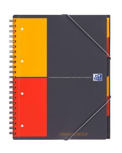 Caiet cu spirala A4+, OXFORD Int. Organiserbook, 80 file-80g/mp, Scribzee, 4 perf, coperta PP-mate