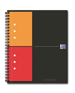 Caiet cu spirala A5+, OXFORD Int. Activebook, 80 file-80g/mp, Scribzee, 10 perf, coperta PP-mate