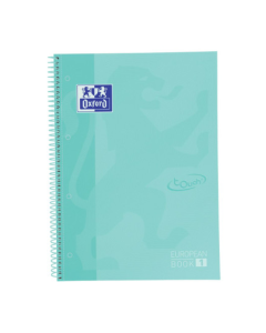 Caiet cu spirala, OXFORD Europeanbook 1, A4+, 80 file-90g/mp, hardcover turcoaz pastel, Scribzee-dic