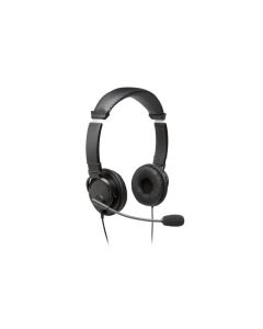 Casti Kensington, reglabile, microfon cu anulare sunet inclus, conexiune cablu USB 1.8 m, negru