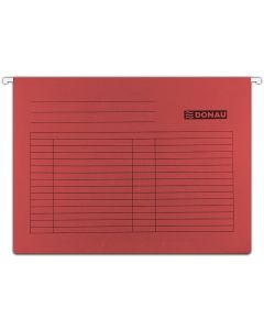 Dosar suspendabil cu eticheta, bagheta metalica, carton 230g/mp, 5 buc/set, DONAU - rosu