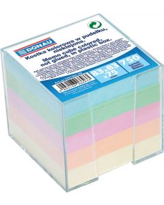 Cub hartie cu suport plastic, 92x92x82mm, DONAU - hartie culori pastel asortate