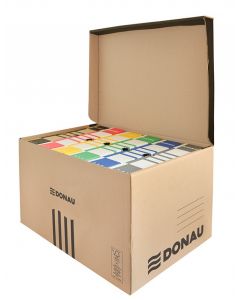 Container de arhivare cu capac deschidere superioara, carton 450gsm, DONAU - negru/kraft