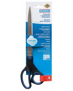 Foarfeca otel, ergonomica, 25cm, cu rubber grip, DONAU Soft Grip - maner albastru