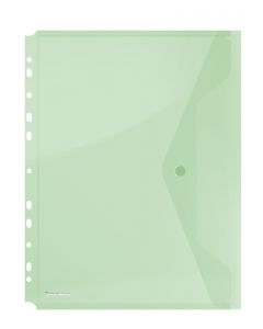 Folie protectie doc. A4 portret, inchidere cu capsa, 4/set, 200 microni, DONAU - verde transparent