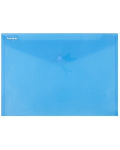 Mapa PP protectie documente A4 landscape, inchidere cu capsa, 12/set, DONAU - albastru transparent