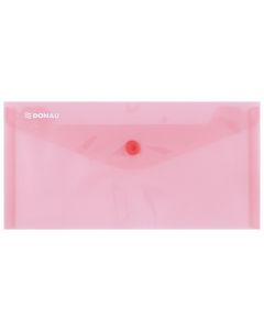 Mapa PP protectie documente DL landscape, inchidere cu capsa, 10/set, DONAU - rosu transparent
