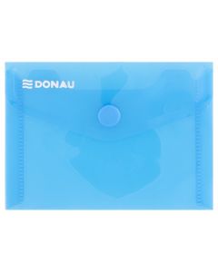 Mapa PP protectie documente A7 landscape, inchidere cu capsa, 10/set, DONAU - albastru transparent