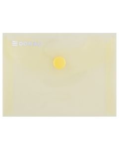 Mapa PP protectie documente A7 landscape, inchidere cu capsa, 10/set, DONAU - galben transparent