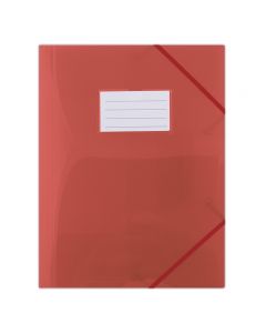 Mapa plastic cu elastic pe colturi, cu eticheta, 480 microni, DONAU - rosu transparent
