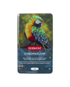 Creioane colorate Derwent Professional Chromaflow, cutie metalica, 12 buc/set