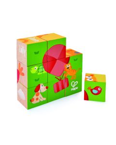 Puzzle din lemn cuburi - Animale 3 x 3