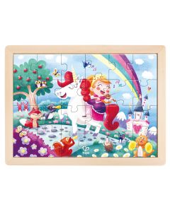 Puzzle din lemn 2 in 1 - Unicorn (26 piese), cu fata dubla si activitate colorare