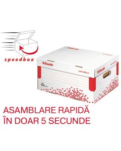 Container arhivare si transport ESSELTE Speedbox, cu capac, carton, dimensiune S, alb