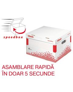 Container arhivare si transport Esselte Speedbox, cu capac, carton, 100% reciclat, FSC, L, alb