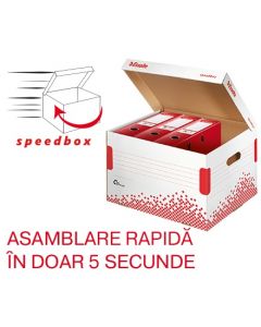 Container arhivare si transport ESSELTE Speedbox, pentru bibliorafturi, carton, alb