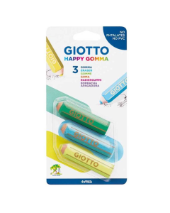 Radiera in forma de creion colorat, 65mm x D15mm, 3buc/blister GIOTTO Happy Gomma