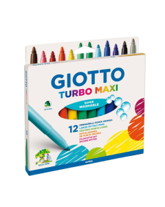Carioca lavabila, varf 5mm, 12 culori/blister, GIOTTO Turbo Maxi